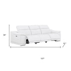 Three Piece White Genuine Leather Six Person Seating Set