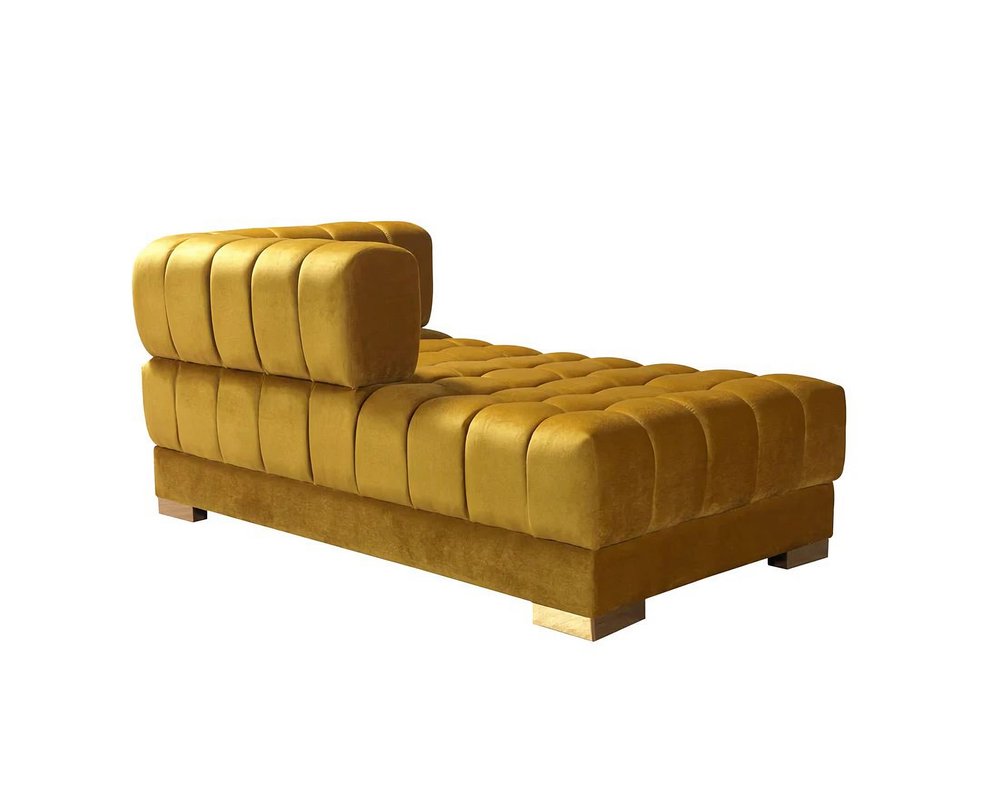 Mustard Velvet U Shaped Three Piece Sofa and Chaise Sectional With Toss Pillows