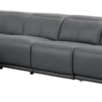 Battleship Gray Leather Modular L Shaped Seven Piece Corner Sectional With Console