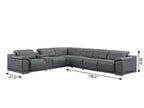 Battleship Gray Leather Modular L Shaped Seven Piece Corner Sectional With Console
