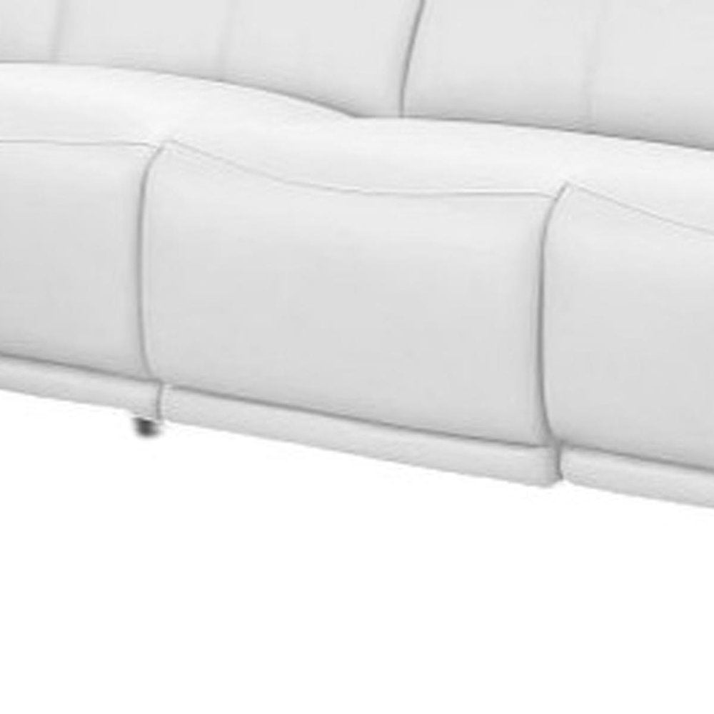 White Leather Modular L Shaped Seven Piece Corner Sectional With Console