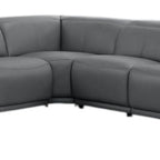 Battleship Gray Leather Modular L Shaped Seven Piece Corner Sectional With Console