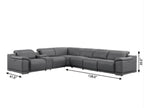 Battleship Gray Leather Modular L Shaped Seven Piece Corner Sectional With Console