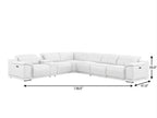 White Leather Modular L Shaped Seven Piece Corner Sectional With Console