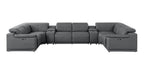 Battleship Gray Leather Power Reclining U Shaped Eight Piece Corner Sectional With Console