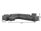 Battleship Gray Leather Modular L Shaped Eight Piece Corner Sectional With Console