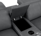 Battleship Gray Leather Modular L Shaped Eight Piece Corner Sectional With Console