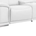 White Leather Modular L Shaped Eight Piece Corner Sectional With Console