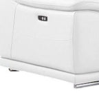White Leather Modular L Shaped Eight Piece Corner Sectional With Console