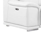 White Leather Modular L Shaped Eight Piece Corner Sectional With Console