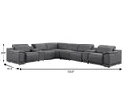 Battleship Gray Leather Modular L Shaped Eight Piece Corner Sectional With Console