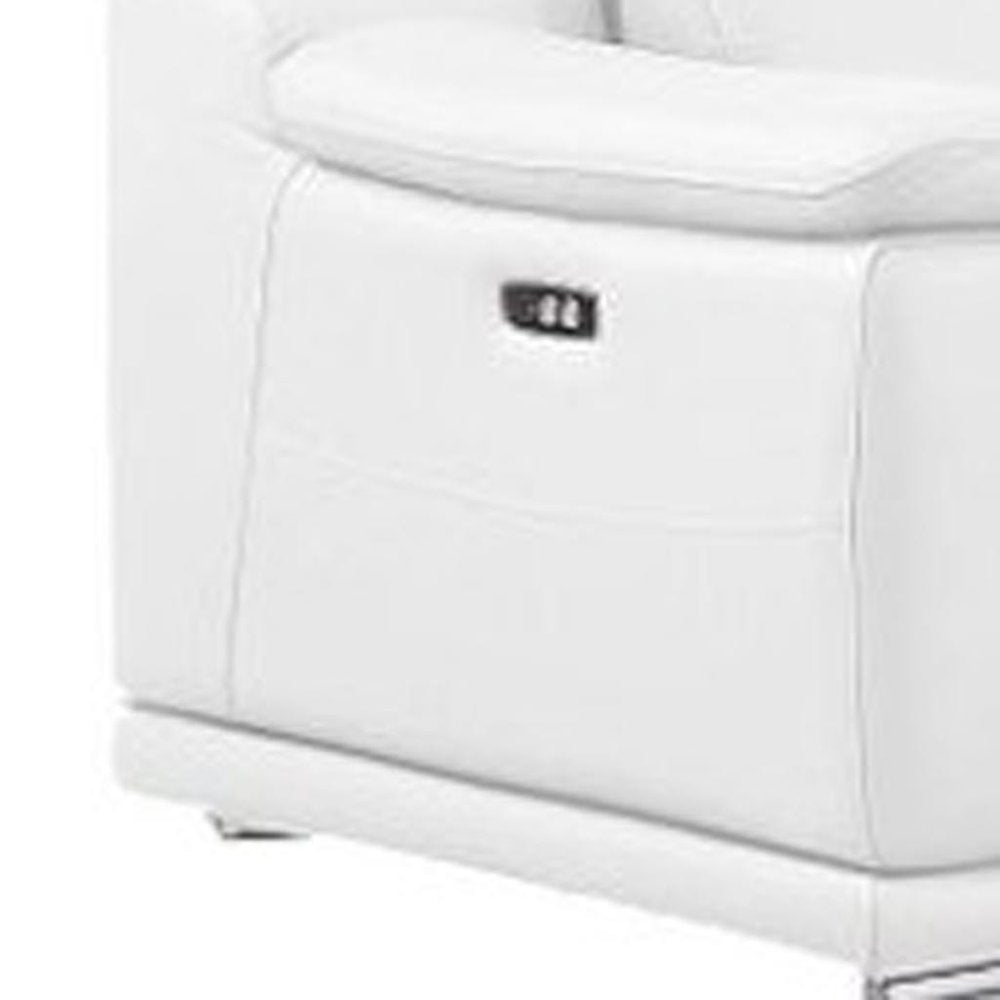 White Leather Modular L Shaped Eight Piece Corner Sectional With Console