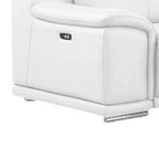 White Leather Modular L Shaped Eight Piece Corner Sectional With Console