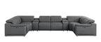 Battleship Gray Leather Power Reclining U Shaped Eight Piece Corner Sectional With Console