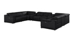 Battleship Gray Leather Power Reclining U Shaped Ten Piece Corner Sectional With Console