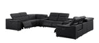 Battleship Gray Leather Power Reclining U Shaped Ten Piece Corner Sectional With Console