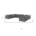 Battleship Gray Leather Power Reclining U Shaped Twelve Piece Corner Sectional With Console