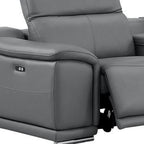 Battleship Gray Leather Power Reclining L Shaped Six Piece Corner Sectional With Console