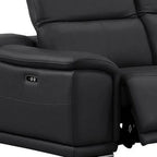 Black Leather Power Reclining L Shaped Five Piece Corner Sectional