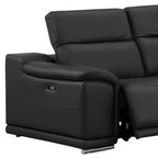 Black Leather Power Reclining L Shaped Five Piece Corner Sectional