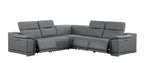 Battleship Gray Leather Power Reclining L Shaped Five Piece Corner Sectional