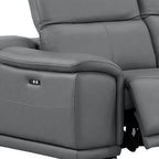 Battleship Gray Leather Power Reclining L Shaped Five Piece Corner Sectional
