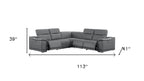 Battleship Gray Leather Power Reclining L Shaped Five Piece Corner Sectional