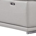 Ash Gray Leather Power Reclining L Shaped Five Piece Corner Sectional