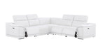 White Leather Power Reclining L Shaped Five Piece Corner Sectional