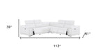 White Leather Power Reclining L Shaped Five Piece Corner Sectional