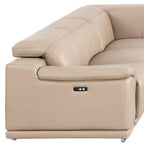 Beige Leather Power Reclining U Shaped Eight Piece Corner Sectional