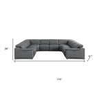 Battleship Gray Leather Power Reclining U Shaped Eight Piece Corner Sectional