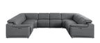 Battleship Gray Leather Power Reclining U Shaped Eight Piece Corner Sectional