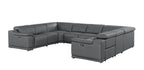 Battleship Gray Leather Power Reclining U Shaped Eight Piece Corner Sectional