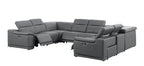 Battleship Gray Leather Power Reclining U Shaped Eight Piece Corner Sectional