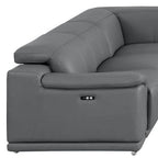 Battleship Gray Leather Power Reclining U Shaped Eight Piece Corner Sectional