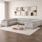 Ash Gray Leather Power Reclining U Shaped Eight Piece Corner Sectional