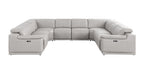 Ash Gray Leather Power Reclining U Shaped Eight Piece Corner Sectional