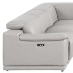 Ash Gray Leather Power Reclining U Shaped Eight Piece Corner Sectional