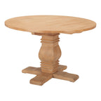48" Brown Solid Wood Pedestal Base Round Top Dining Table