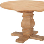 48" Brown Solid Wood Pedestal Base Round Top Dining Table