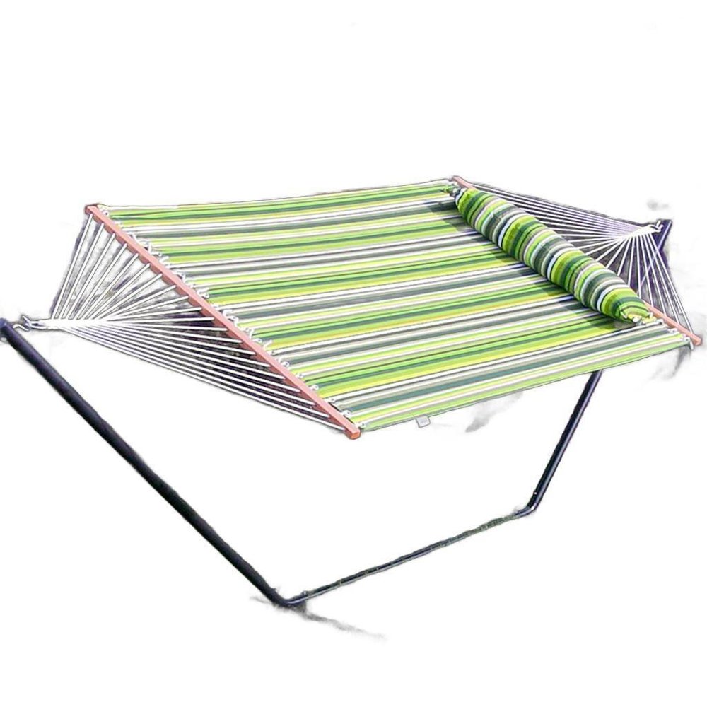 Green And Yellow Striped Double Hammock