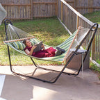 Green And Yellow Striped Double Hammock