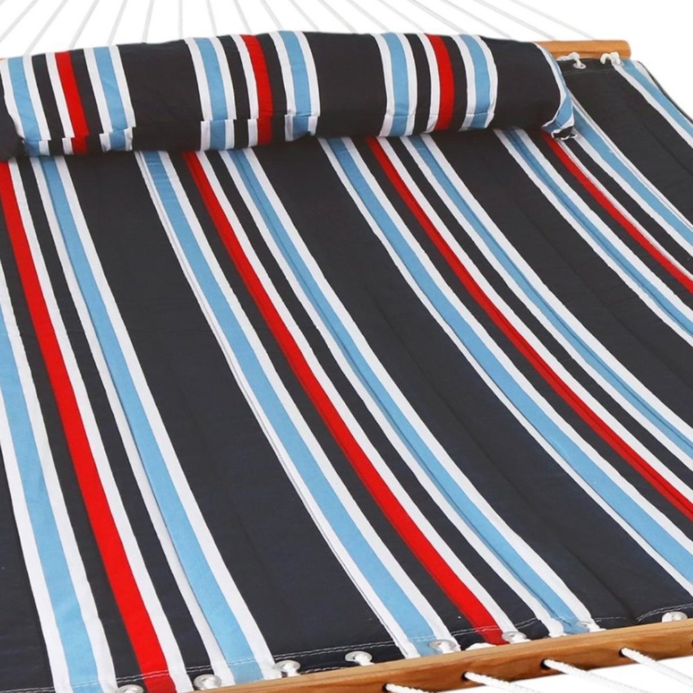 Blue Red And White Striped Double Hammock
