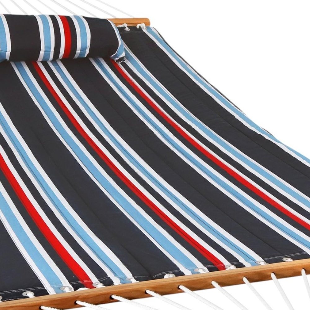 Blue Red And White Striped Double Hammock