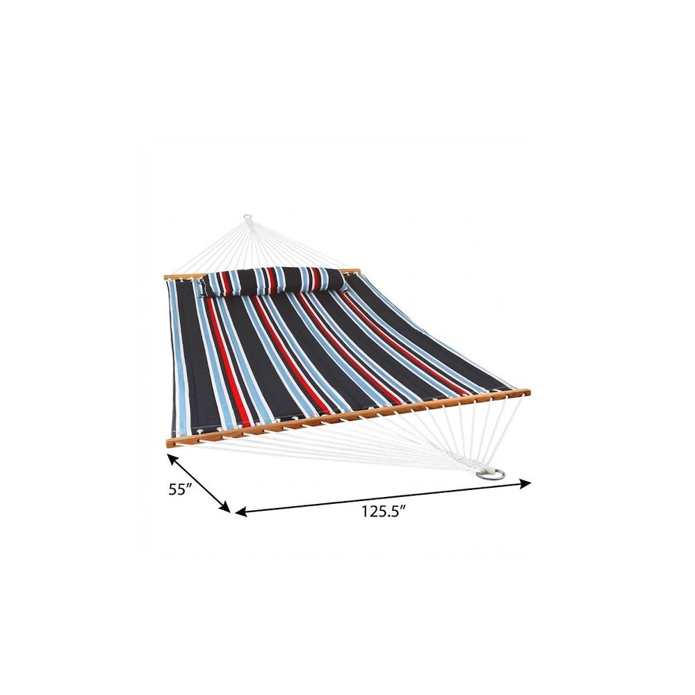 Blue Red And White Striped Double Hammock