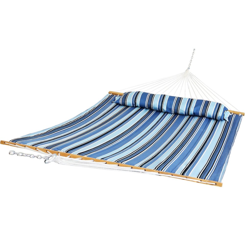 Light Blue And Dark Blue Striped Double Hammock