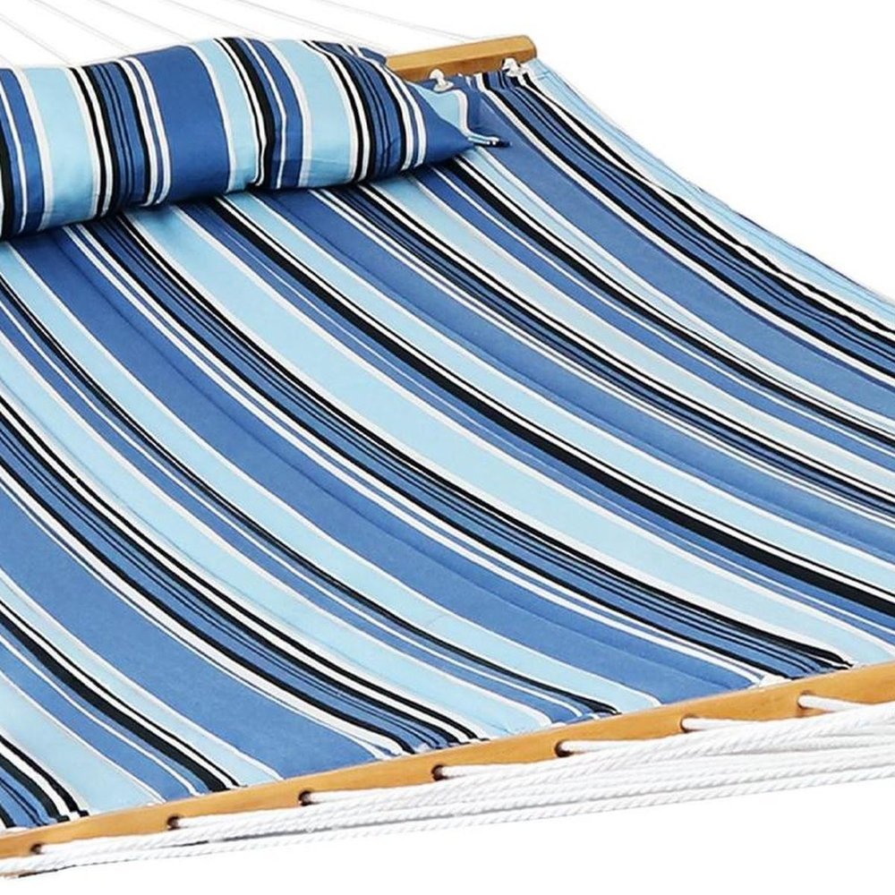 Light Blue And Dark Blue Striped Double Hammock