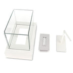 14" White And Clear Metal And Glass BioEthanol Portable Tabletop Firepit