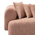 Orange Boucle Modular Curved Three Piece Sectional With Toss Pillows